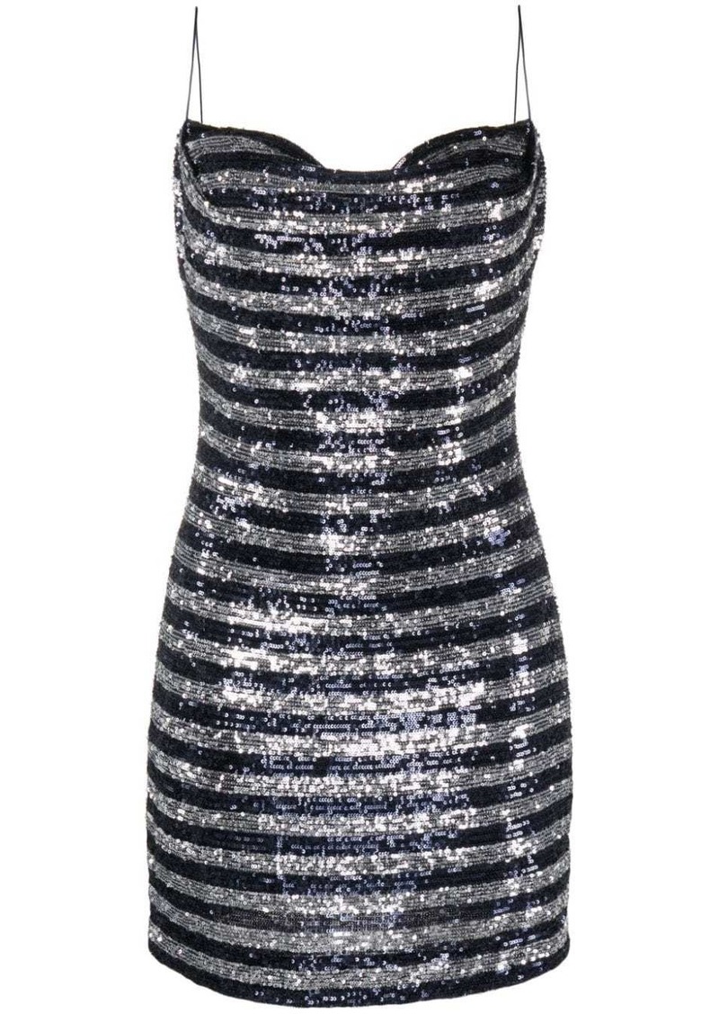 Balmain striped sequinned-tulle minidress