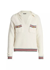Balmain Striped-Trim Polo Sweater