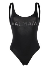 Balmain stud-logo U-neck swimsuit
