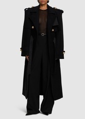 Balmain Tailored Boiled Wool Blend Trench Coat