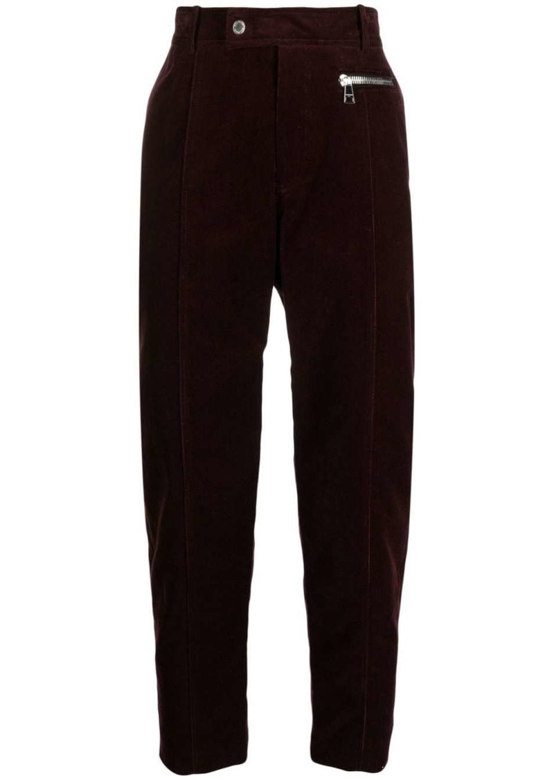 Balmain tapered-leg suede cropped trousers