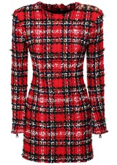 Balmain Tartan Tweed & Lurex Mini Dress