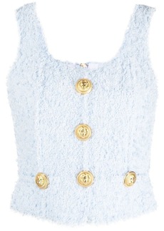 Balmain tweed button-detail top