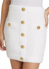 Balmain Tweed Button-Front Miniskirt