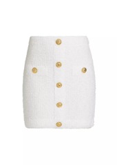 Balmain Tweed Button-Front Miniskirt