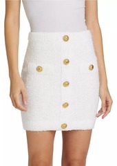 Balmain Tweed Button-Front Miniskirt