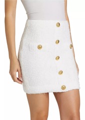 Balmain Tweed Button-Front Miniskirt