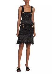 Balmain Tweed Fringe Midi-Skirt