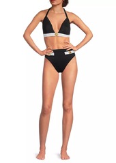 Balmain Two-Tone Triangle Bikini