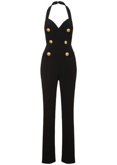 Balmain V-neck Tailored Crepe Jumpsuit