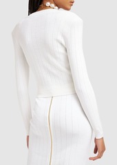 Balmain Viscose Blend Knit Cropped Cardigan