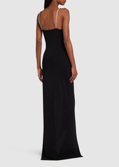 Balmain Viscose Blend Long Dress W/crystals