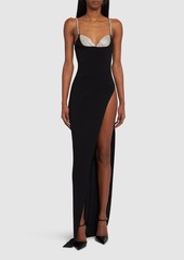 Balmain Viscose Blend Long Dress W/crystals