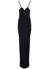 Balmain Viscose Blend Long Dress W/crystals