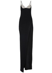 Balmain Viscose Blend Long Dress W/crystals