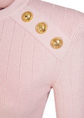 Balmain Viscose Knit Long Sleeve Top W/buttons