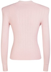 Balmain Viscose Knit Long Sleeve Top W/buttons