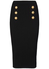 Balmain Viscose Knit Midi Skirt