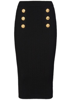 Balmain Viscose Knit Midi Skirt