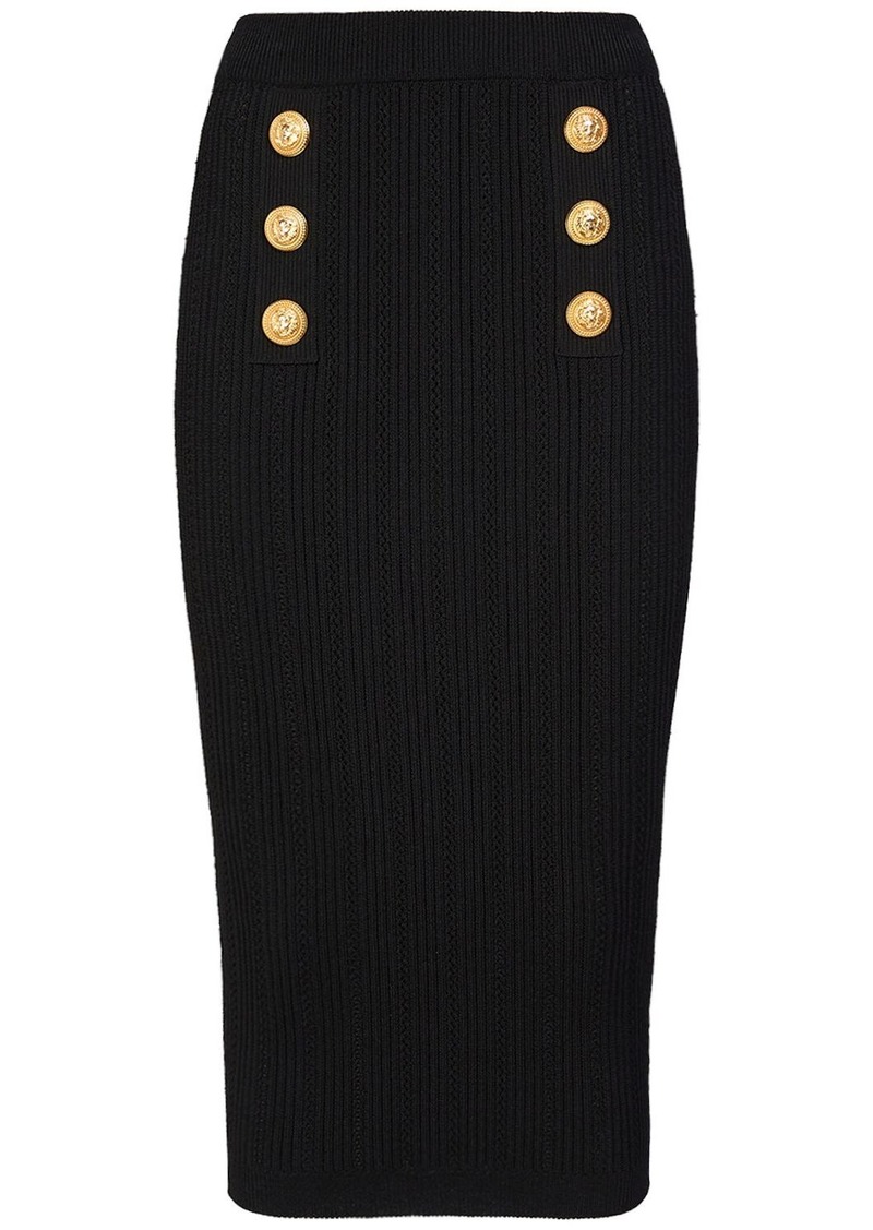 Balmain Viscose Knit Midi Skirt