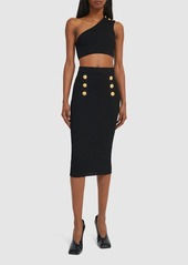 Balmain Viscose Knit Midi Skirt