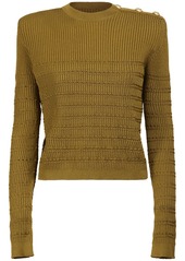 Balmain Viscose Rib Knit Crewneck Sweater