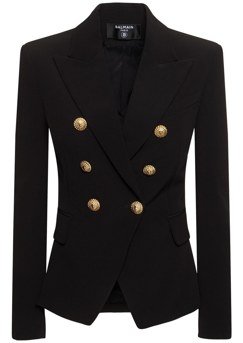 Balmain Wide Lapel Viscose Crepe Jacket