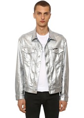 Balmain Wide Metallic Cotton Denim Jacket