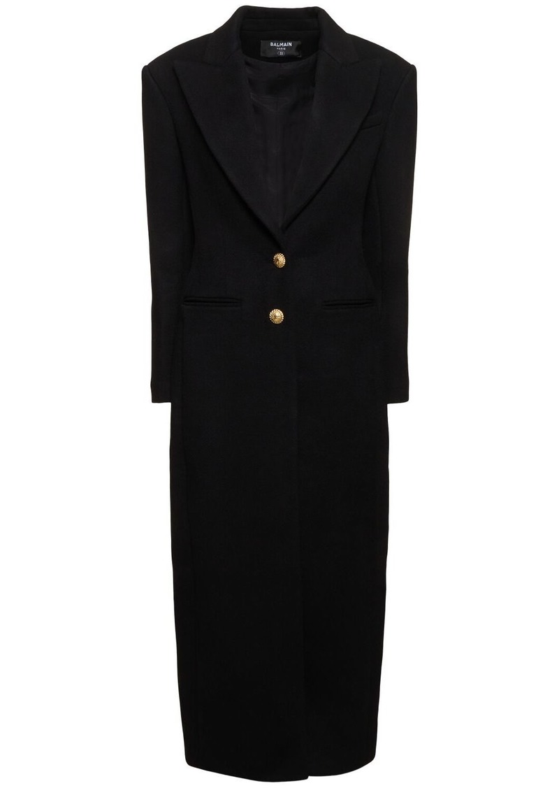 Balmain Wool & Cashmere Long Coat