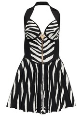 Balmain Zebra-jacquard knit minidress