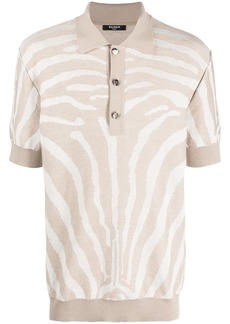 Balmain zebra-jacquard polo shirt