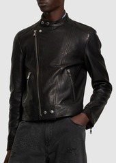 Balmain Zipped Leather Biker Jacket