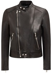 Balmain Zipped Leather Biker Jacket