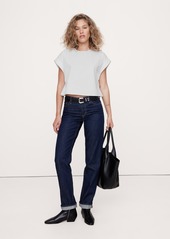 Banana Republic Cotton Sharp-Shoulder Cropped Top