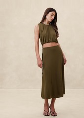 Banana Republic Crepe Knit Bubble-Hem Crop Top