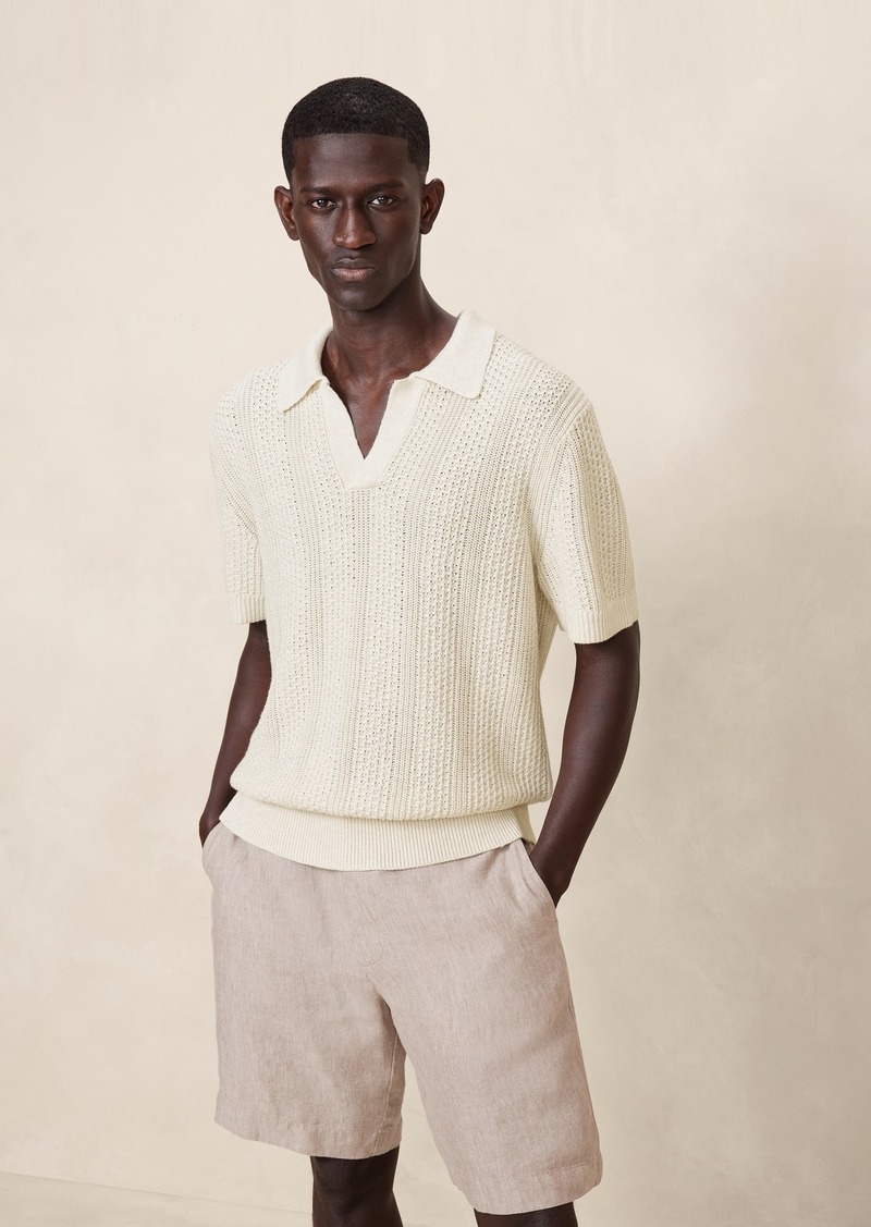 Banana Republic Giorgio Linen-Cotton Sweater Polo Shirt