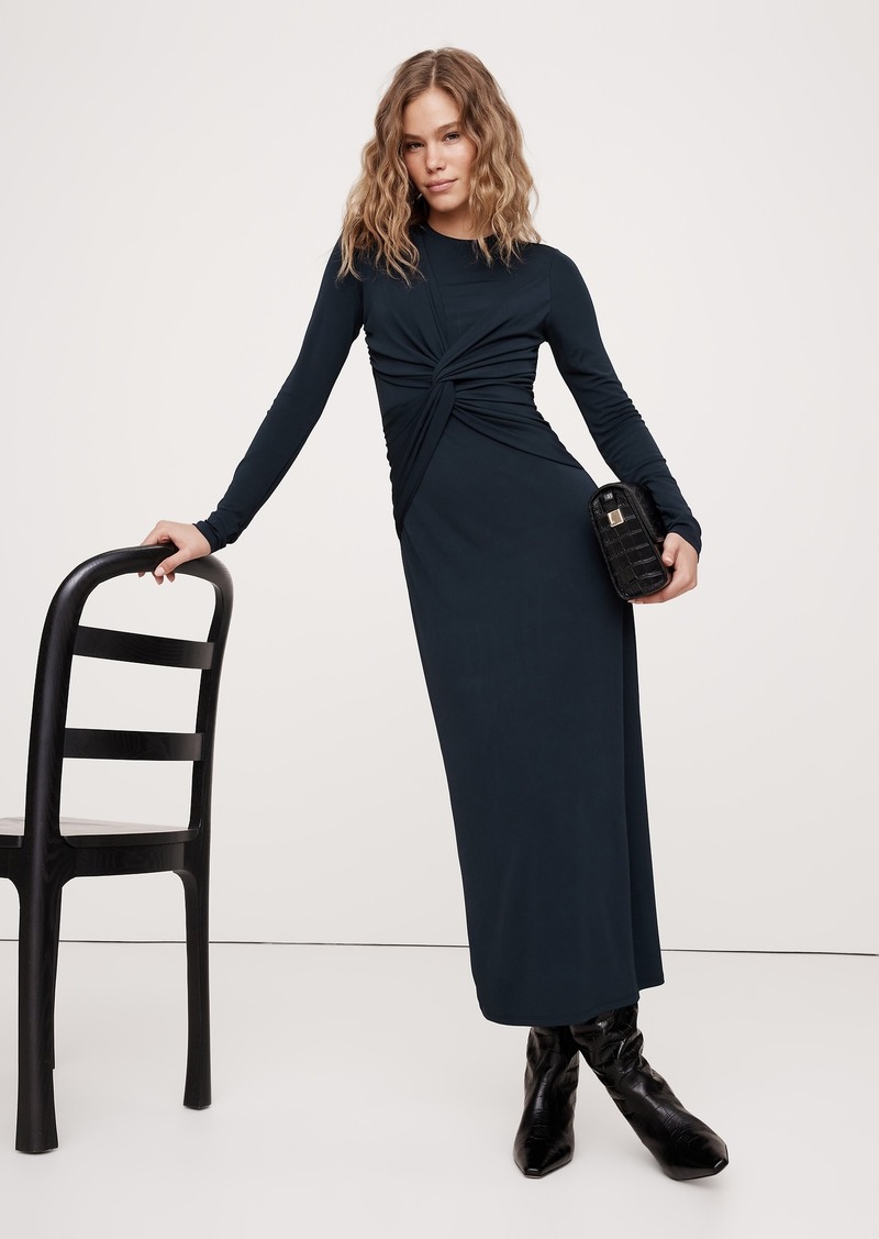 Banana Republic Jersey Knit Twist-Front Maxi Dress