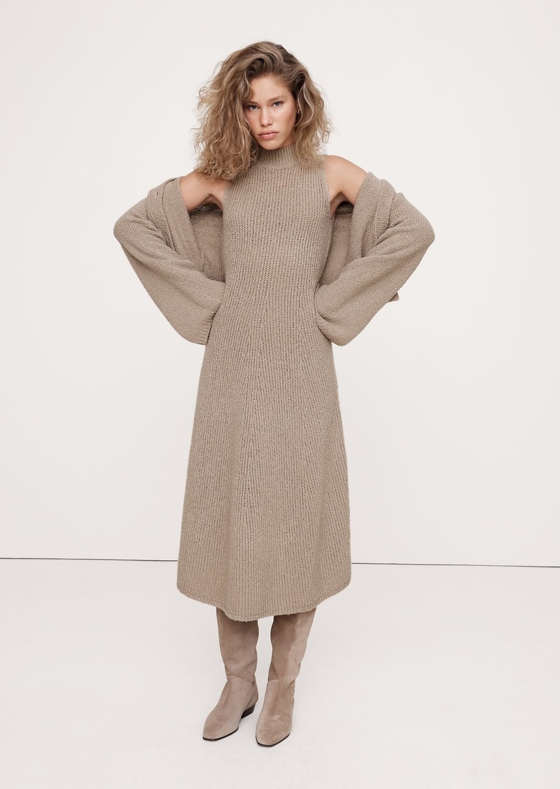 Banana Republic Merino-Blend Mock-Neck Midi Sweater Dress