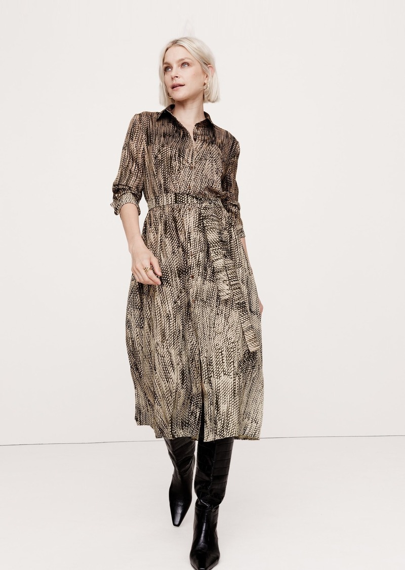 Banana Republic Oversized Snake-Print Midi Shirtdress