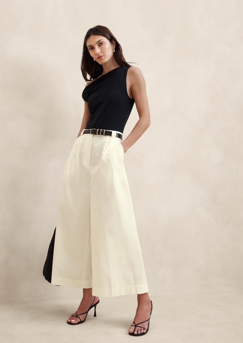 Banana Republic Pleated Wide-Leg Crop Poplin Pant