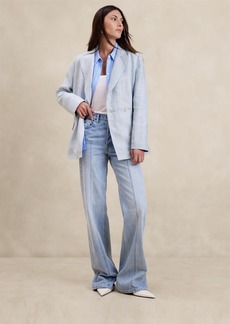 Banana Republic Relaxed Pinstripe Linen Blazer