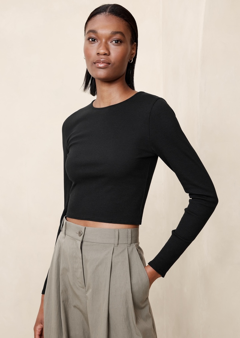 Banana Republic Ribbed Long-Sleeve Crop T-Shirt