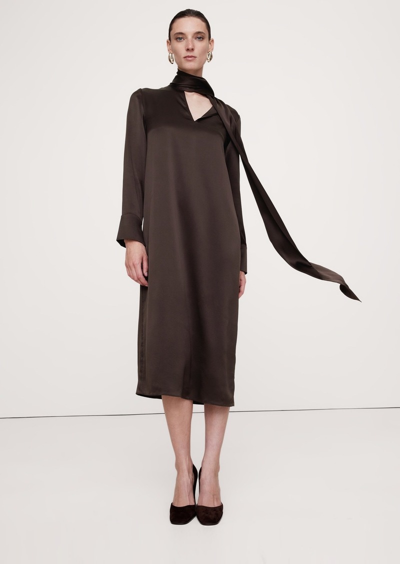 Banana Republic Silk Tie-Neck Midi Dress