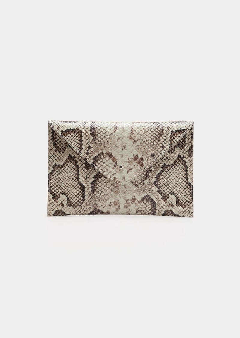 Banana Republic Snake-Print Italian Leather Envelope Pouch