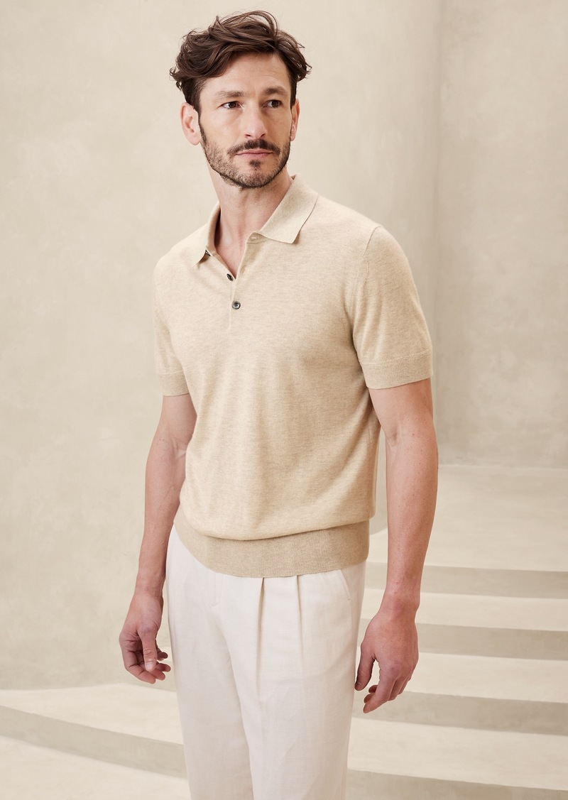 Banana Republic Stokke Cashmere-Silk Sweater Polo Shirt