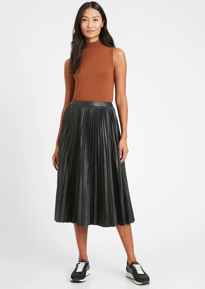 Deina Leather Midi Skirt