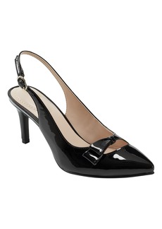 Bandolino Women's Gelli Bow Detail Slim Heel Dress Pumps - Black Patent - Faux Patent Leather