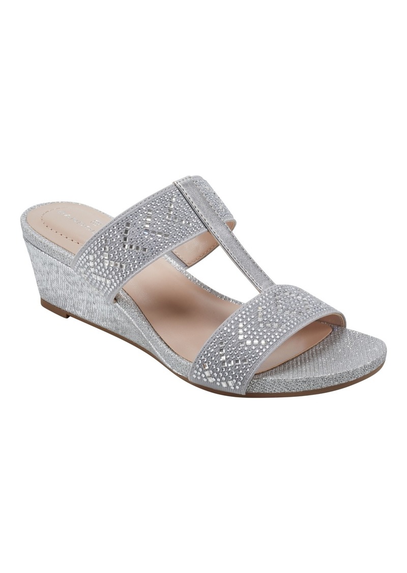 Bandolino Women's Iluvit Embellished Dress Wedge Sandals - Silver