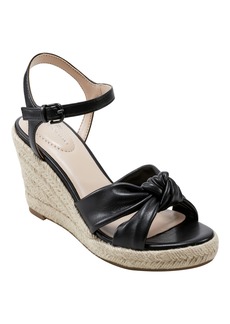 Bandolino Women's Justyne Espadrille Knot Wedge Sandals - Black- Faux Leather