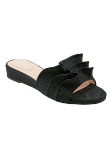 Bandolino Women's Kaisley Ruffled Sliver-Tone Wedge Sandals - Black